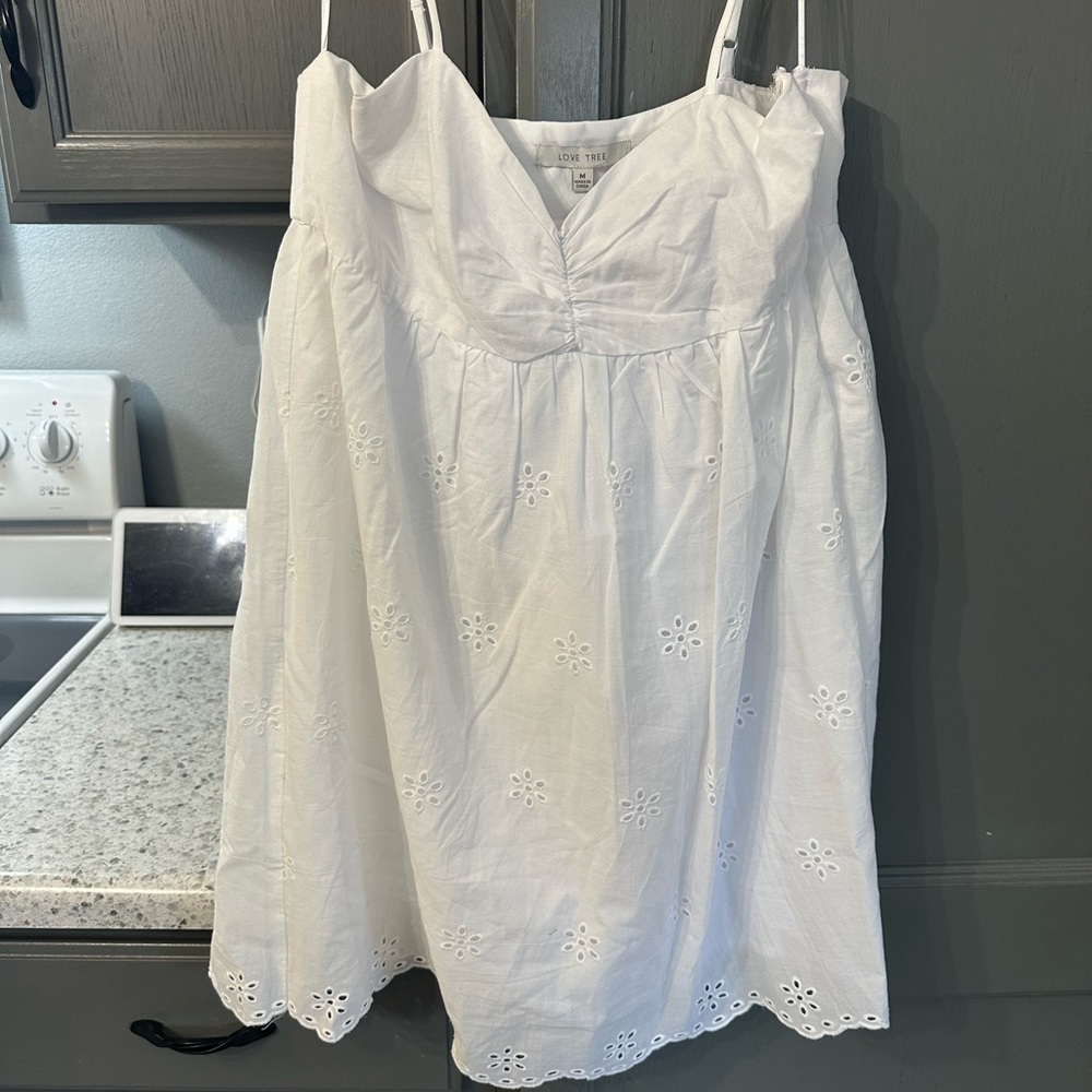 Love Tree White Smocked Camisole Top